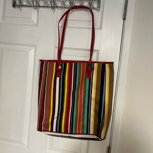 Lancome striped canvas tote bag